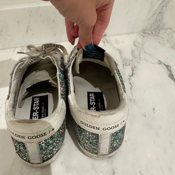 Golden Goose Glitter Sneakers - Silver Blue and Green - Picture 6 of 7